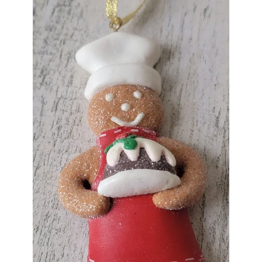 Gingerbread‎ Glitter Chef cake baker ornament Xmas decor